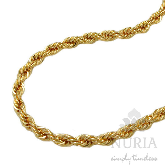 Bracelet in french rope chain style,  19cm long made of solid 9K gold