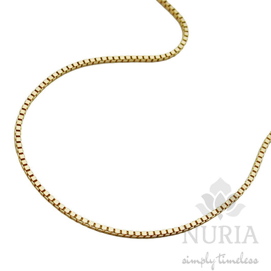 Elegant and fine solid 9K gold necklace, Venetian Box Chain style