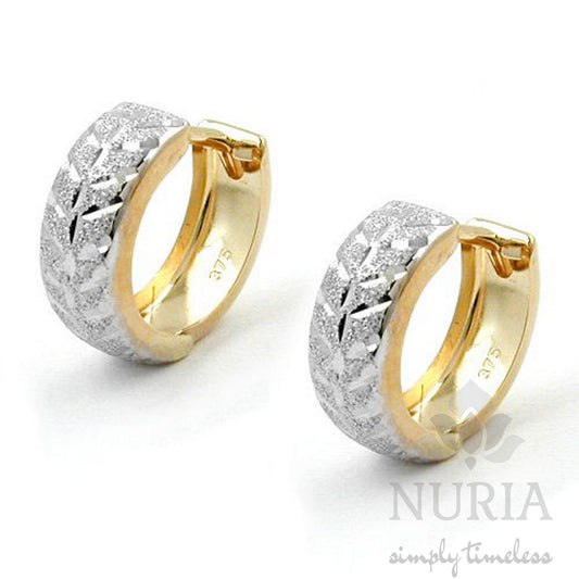 Chunky gold earrings, gold hoop earrings, massive gold earrings made of solid gold with diamond cut rhodium plating, dress earrings